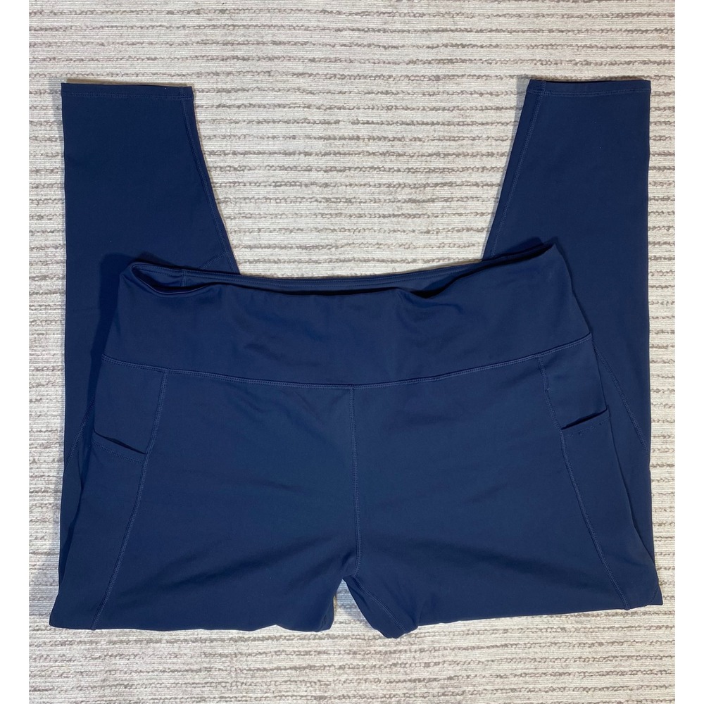 Willit Womens Navy Blue Active Leggings Side Pockets High Rise XXXL 3XL